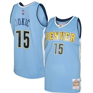 Mitchell Ness Jokic Denver Nuggets Powder Blue Mens Medium Jersey HWC Swingman